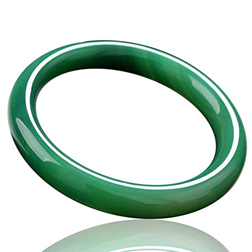 DWXN Frauen Natureis Grassamen runden grünen Jade Armband Achat Chalcedon 62mm Cover