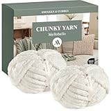 Jumbo Chenille Chunky Yarn for Crocheting - Super Bulky Fluffy Chunky Yarn for Hand Knitting - Extra Thick Soft Blanket Big Yarn 2 Jumbo Pack (27yds,8 oz Each Skein)