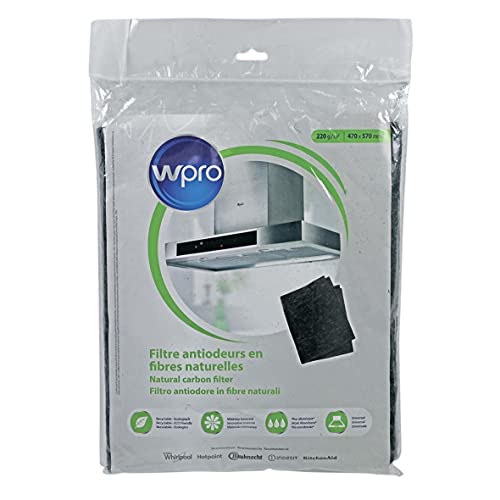 Wpro NCF201 - Filtro ai carboni attivi, naturale, 570 x 470 mm, 220 g/m², tagliabile anche per Whirlpool Bauknecht Hotpoint Indesit KitchenAid 484000008650