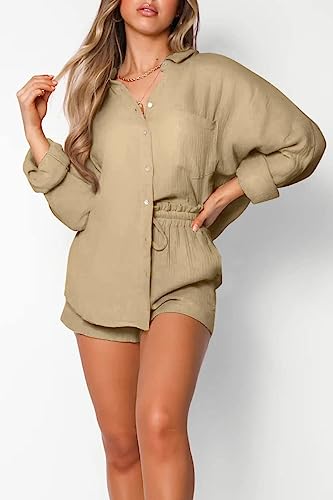 Image of Trendy Queen Two Piece Sets For Women Summer Short Sets Beach Vcation Lounge Pajama 2 Piece Spring Outfits Fashion 2026