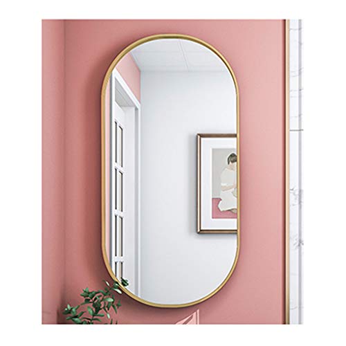 XDD Miroir de Salle de Bain Ovale Miroir Mural Imagerie HD Cadre en Métal Étanche Et Résistant à L'humidité Installation Perforée Noir Et Or Deux Couleurs en Option Cover