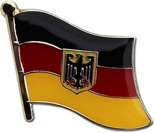 Germany (Eagle) Flag Die-struck Metal Country Lapel Pin with Butterfly Clasp, Approximate Size .75" x 1" - Image 2