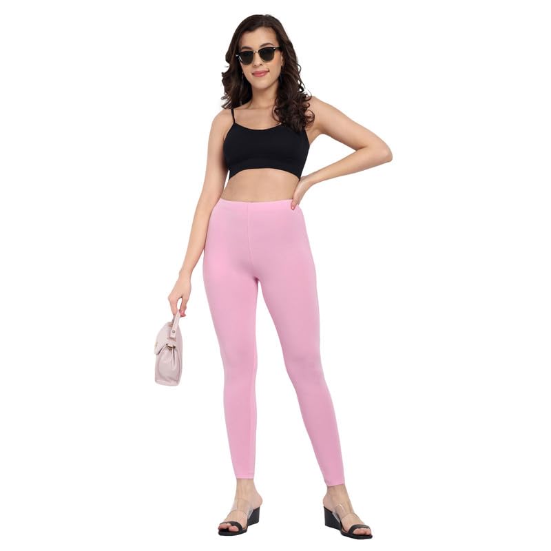 Image of ONE SKY Women Full Length Leggings | Cotton Modal Spandex Blend | High Waist Stretchable & Bio-Washed Fabric | Colour-Lock Technology | Comfortable Leggings for Women