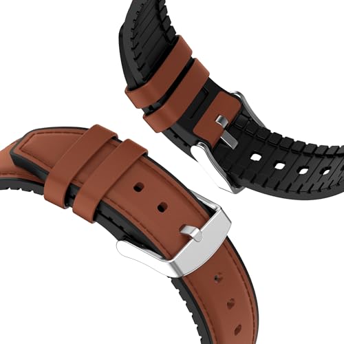 Image of ACM Watch Strap Leather Silicone 22mm compatible with Universal 22mm Size Replacement Strap Smartwatch Belt Luxury Band