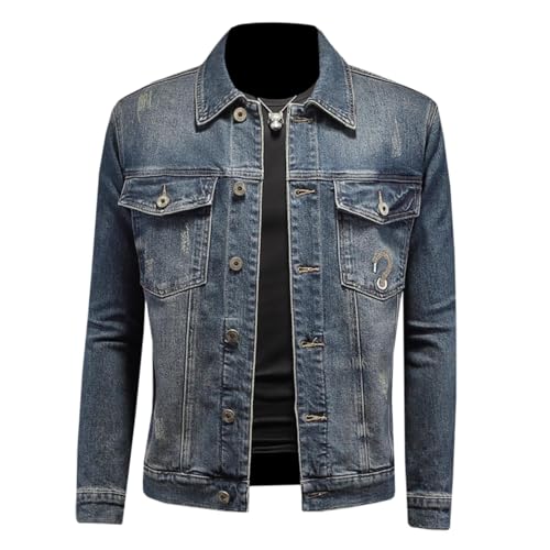 Manteau jean délavé homme coupe confortable veste mi-saison souple