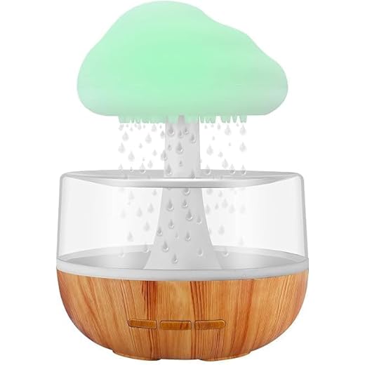 BHUMIKET MART Cloudrain Humidifier & Aromatherapy Diffuser | Auto Shut-Off Essential Oil Diffuser with Cloud Rain Design, 7-Color Light, and Mushroom Waterfall Lamp for Home, Office & Bedroom