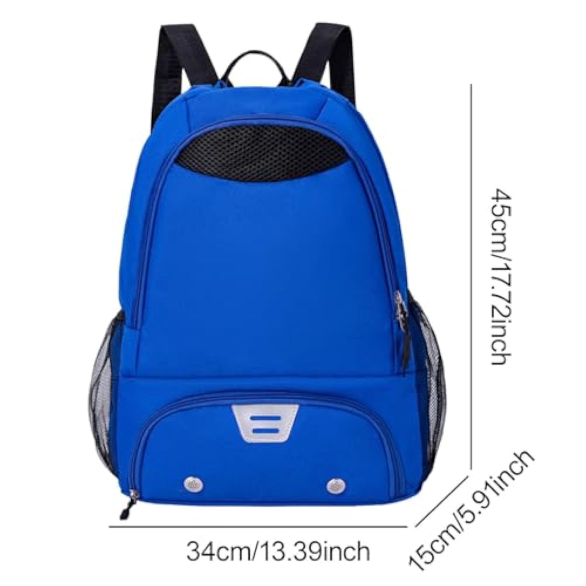 Drawstring Basketball Backpack Zipper Gym Bag, Blue