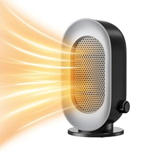 Portable Space Heater Indoor, 3 Modes Portable Small Electric Heaters, Portable Heater with Overheat and Tip-Over Protection for Fast, Quiet and Energy Efficient Heating (Grey Black)