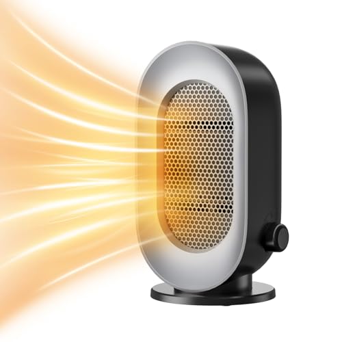 Portable Space Heater Indoor, 3 Modes Portable Small Electric Heaters, Portable Heater with Overheat and Tip-Over Protection for Fast, Quiet and Energy Efficient Heating (Grey Black)