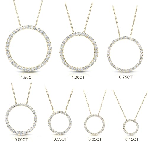 Diamond Wish 1/6 to 1 Carat Diamond Circle of Life Round Pendant Necklace for Women in 14k Gold (I1-I2, cttw) on 18 Inch Long Chain with Spring Ring Clasp3