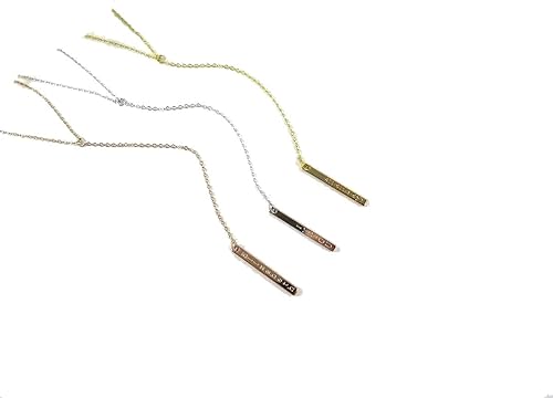 Lariat Y Necklace, Bar drop Necklace, Personalized Vertical Custom Necklace, Y Necklace, Rose gold, Gold, Silver Necklace, Long charm