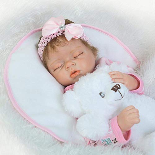 DFJU 22 Zoll Real Life handgemachte schlafende wiedergeborene Babypuppen Sammlerstück Magnetic Mund Mund Silikon Vinyl… – Bild 3