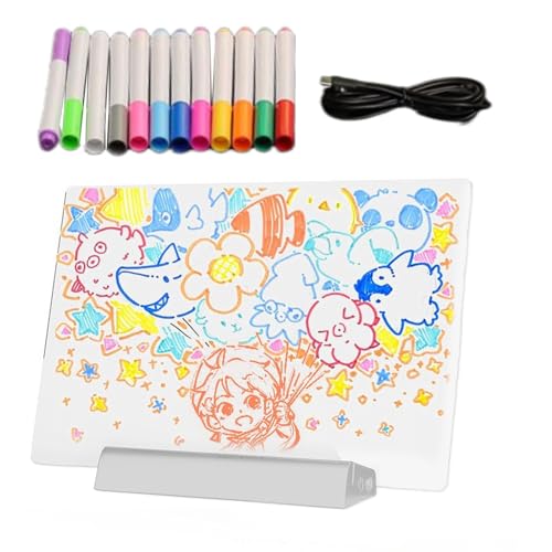 Luz De Lectura, Clip Desmontable Con Iluminacion LED Para Paginas, Con Bolígrafo12 Colores, Borrado En Claro, Luz Lectura Libros Cama, Panel LED Plano Para Libros En La Cama Y LecturaNocturna