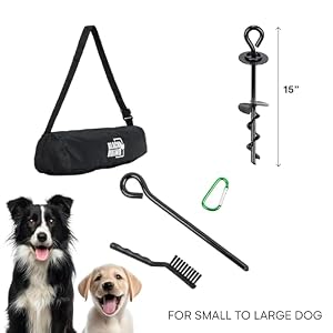 Black Rhino Heavy Duty Dog Tie Out Stake - Strong Ground Anchor for Small or Large Dog Up to 150 lbs - Dog Leads for Yard - Outdoor Dog Run for Camping Gear or Beach Accessories Black Rhino Heavy Duty Dog Tie Out Stake – Strong Ground Anchor for Small or Large Dog Up to 150 lbs – Dog Leads for Yard – Outdoor Dog Run for Camping Gear or Beach Accessories