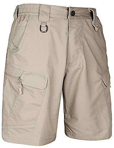 HARD LAND Men's 9.5" Urban Tactical Shorts Waterproof Ripstop Teflon Elastic Waist Cargo