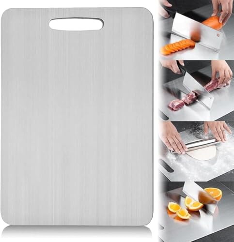TIKHOME Titanium Cutting Board Stainless Non Stick Chopping Board Titanium Cutting Boards for Kitchen Cutting Edge Hygiene & Durability Titanium Cutting Mat From