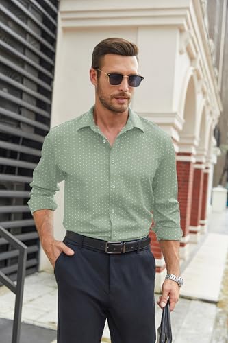 Image of COOFANDY Mens Stretch Dress Shirts Long Sleeve Button Down Shirt Regular Fit Formal Business Shirts
