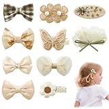 Bellanova Baby Haarspangen für Feines Haar, 10–14 Stück, Vollständig Stoffbezogen und Rutschfest, Haarspangen Mädchen und Kinder, Leichte Haarclips Mädchen für Alltag und Kindergarten (Creme Weiß)