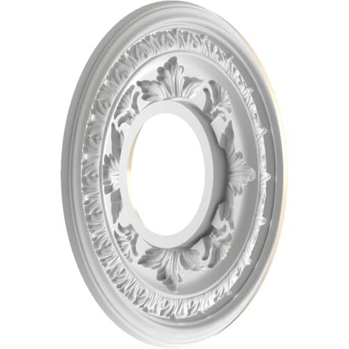 Image of Ekena Millwork CMP10BAEPE Baltimore Thermoformed PVC Ceiling Medallion (Fits Canopies up to 4 1 /4 inch), 10 inchOD x 3 1 /2 inchID x 3 /4 inchP, Universal Metallic Pearl Mist