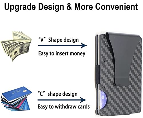 Front Pocket RFID Blocking Minimalist Wallet For Men - Slim Wallet For Men - Metal Wallet With Money Clip For Men (Carbon Fiber)4