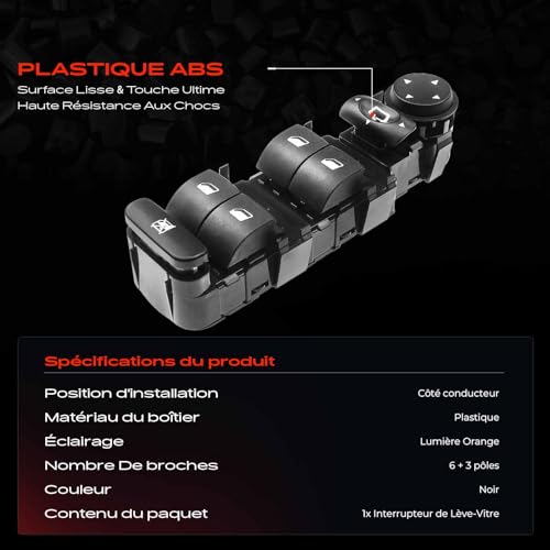 Interrupteur lève-vitre avec commande de rétroviseurs fluides