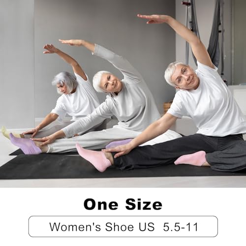 Image of IwIeIaIrI 3 Pairs Non Slip Socks for Women,Grip Socks Anti Skid for Elderly Pregnant Hospital Slipper Grippy