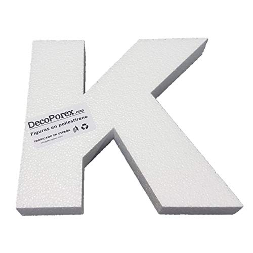 Lettre K de 200 x 30 mm (Hauteur x épaisseur) en polystyrène expansé, Non-Peinte