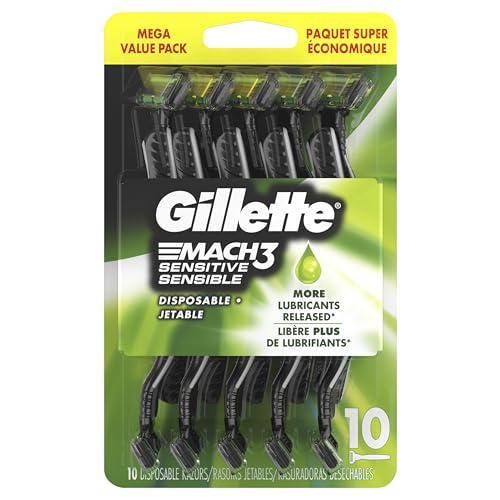 Gillette Mach3 Sensitive Razors for Men, Men’s Disposable Razors, Pivoting Head for Close and Comfortable Shave, 10 Count - image 9