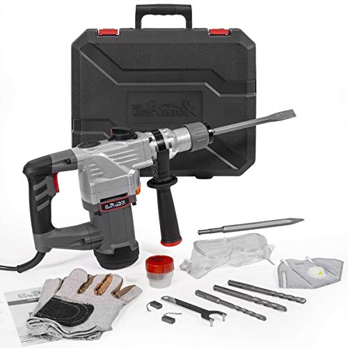 Electric Rotary Hammer Drill SDS Plus Chisel Point & Flat Bits Set Case 1-1/4