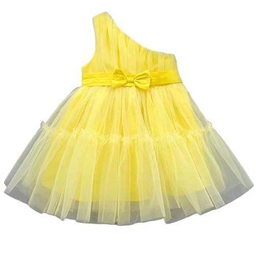 Image of A.T.U.N. (All Things UBER Nice) Girls Knee Length Solid One Shoulder Bow Fit & Flare Dress