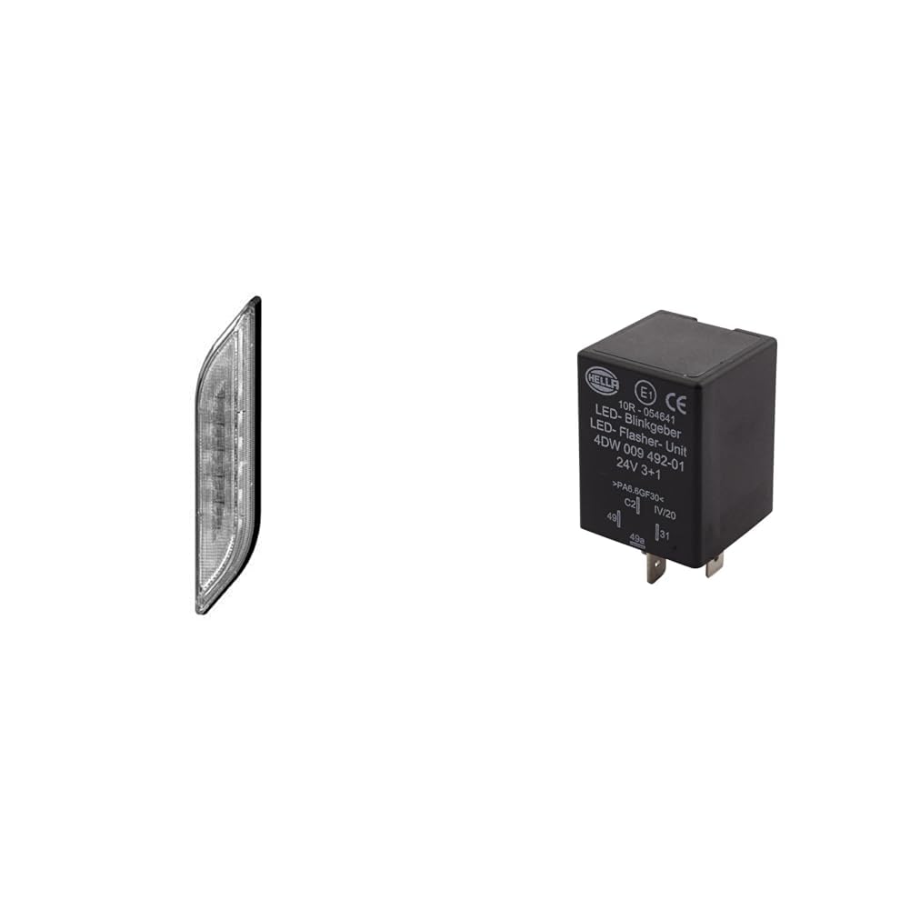 Hella 2BA 013 332-061 Blinkleuchte - Shapeline Style - LED - 12/24V + 4DW 009 492-011 Blinkgeber - 24V - 4-polig