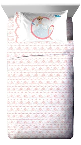 Image of Disney Princess Cinderella Twin Comforter Set 5 Piece Kids Bedding, Pink