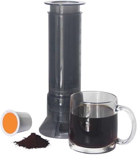 Vista 2 de Cafetera portátil de viaje, prensa de café de campamento, cafetera de viaje K Cup, hace un delicioso café al instante, compatible con tazas K y café