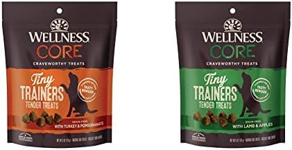 Bundle of Wellness CORE Soft Tiny Trainers, Natural Grain-Free Dog Treats for Training, Made with Real Meat, No Artificial Flavors (Turkey & Pomegranate,Lamb & Apple, 6 Ounce Bag) image 2