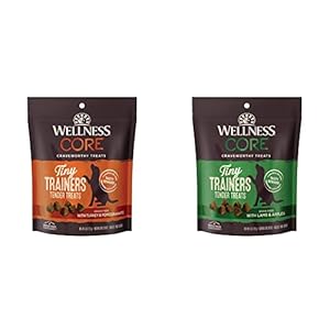 Bundle of Wellness CORE Soft Tiny Trainers, Natural Grain-Free Dog Treats for Training, Made with Real Meat, No Artificial Flavors (Turkey & Pomegranate,Lamb & Apple, 6 Ounce Bag)