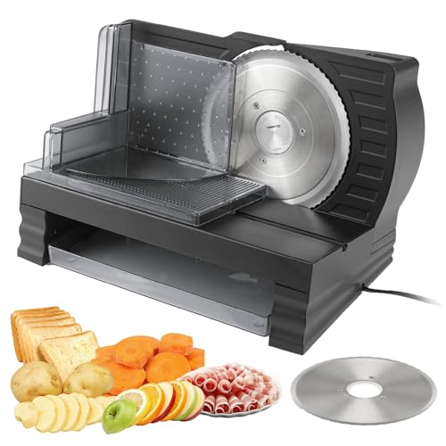 Cortadora eléctrica de alimentos con grosor ajustable y bandeja