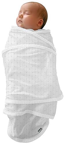 BÉABA, Couverture bébé/naissance/d'Emmaillotage, 100% coton, Apaise bébé, Possibilité Gigoteuse d'emmaillotage, Couverture Miracle, 0-3 mois, Motif Feuilles