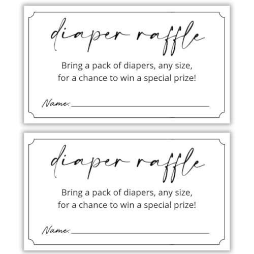 LEES A.M. Diaper Raffle Tickets | 3.5x2 Inch | Diaper Raffle Cards | Baby Shower Game | Set of 50