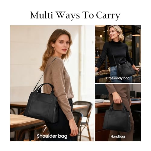Image of befen Genuine Leather Handbag for Women Small Soft Satchel Tote Bags Crossbody Shoulder Purses with Zipper