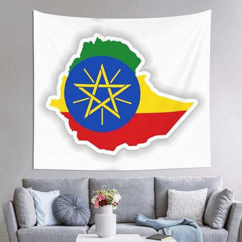 Tapiz bandera de Etiopía 152x130 cm: decoración textil grande para salón o habitación