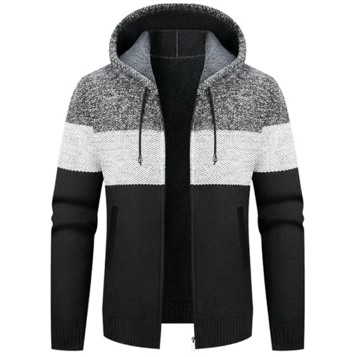 Pull d'hiver chaud homme tricot cardigan ample à capuche