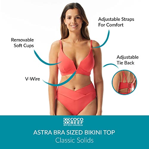 COCO REEF Astra Bra Sized Bikini Top — Criss Cross Back, Molded V-Wire Cups C, D, DD3