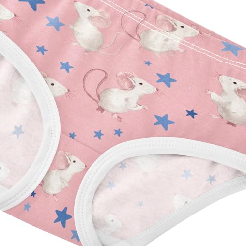 Cute White Mice Girls' Underwear Cotton Pink Girls Briefs Soft Toddler Underwear 2T4