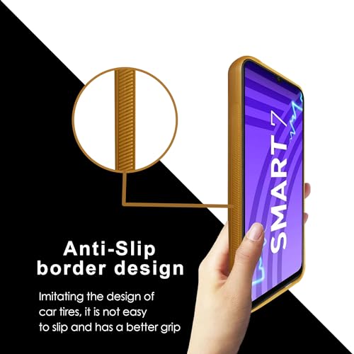 Image of A rtistque Premium Thread Leather Back Cover Case for Infinix Smart 7 | Drop Protection | Smooth Grip | Raised Camera Edges | Infinix Smart 7 Back Cover - Brown