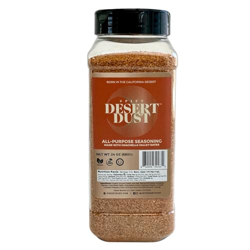 Desert Dust Spicy – All-Purpose Chiltepin Pepper Seasoning with Organic Date Sugar | Bold Medium-Hot Heat for Steak, Chicken, Seafood, Vegetables &amp; More | Low-Glycemic, Gluten-Free | 5oz