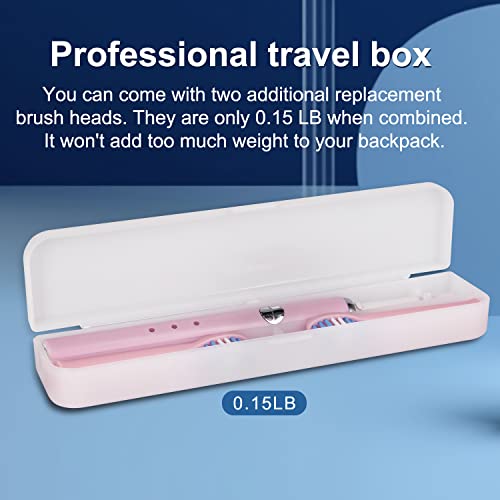 Shaojier Electric Toothbrush, With 8 Replacement Brush Heads And 1 Travel Box,Sonic Toothbrush For Adults And Kids,Portable Rechargeable Toothbrush For Travel (Pink) #TOP2