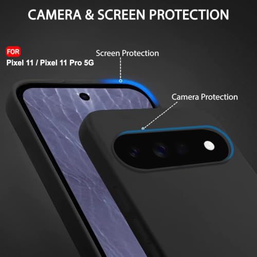Image of TheGiftKart Genuine Liquid Silicone Back Cover Case for Google Pixel 11 | Soft Micro-Fibre Lining Inside | Camera Protection Bump | Shockproof Back Cover Case for Google Pixel 11 (Silicone, Black)