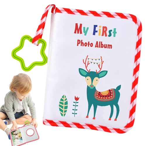Rrlihjgu Libro de fotos para bebé, libro de fotos de primer año de impulso de dibujos animados, libro de familia elástico para bebé, álbum de fotos para niños pequeños, álbum de fotos para