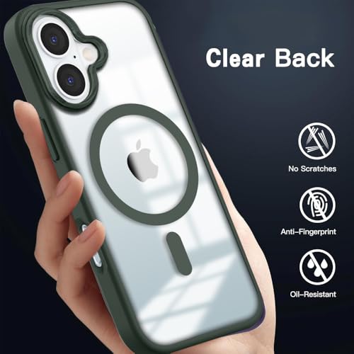 Image of KARWAN️ Hybrid Transparent iPhone 16 Back Cover Case Compatibe with Mag-Safe |Camera Protection Bump | Transparent Back Cover Case for iPhone 16(PC, TPU | Green Bumper)