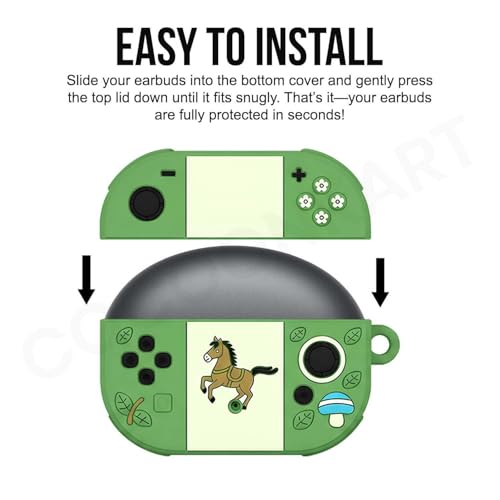 Image of Cartoon Silicone Case Cover Compatible for OnePlus Nord Buds 4 Pro (Green Horse)